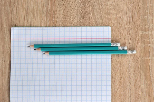 School Notebook Page Cage Pencils View — Stock Photo, Image