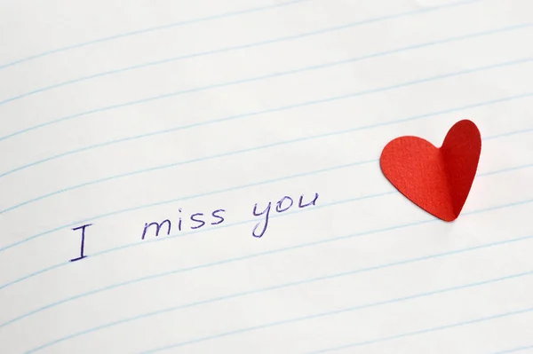 Text Miss You Text Written Piece Paper Close View — Stock Photo, Image