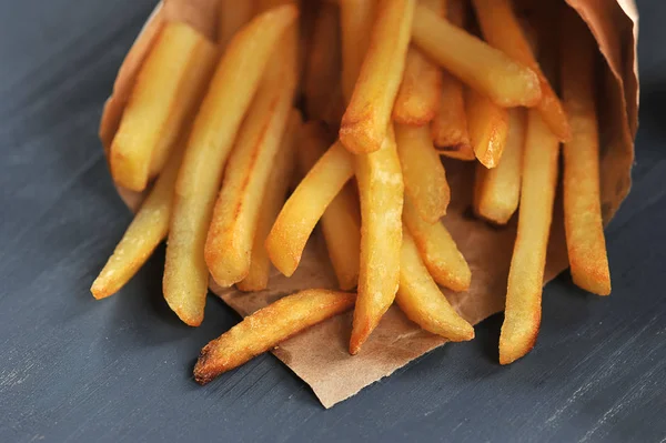 Frites Dans Paquet Papier Kraft Les Pommes Terre Occupent Tout — Photo