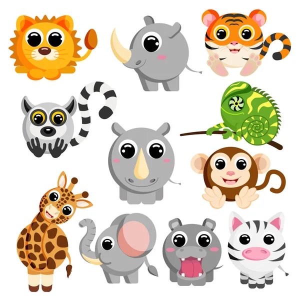 African animals set vector — Stock Vector