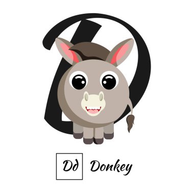 İngilizce hayvan alfabe harfi D vektör biçimi
