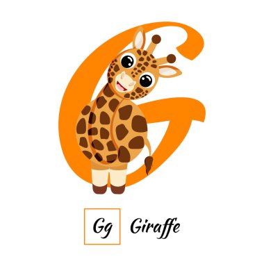 Vektör biçiminde İngilizce hayvan alfabesi G harfi