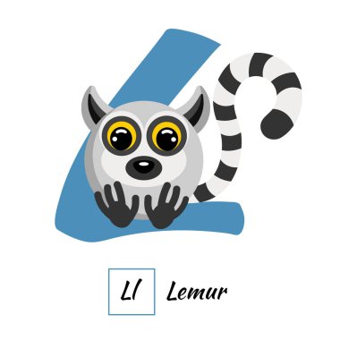English animal alphabet letter L in vector style