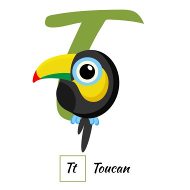 Vektör biçiminde İngilizce hayvan alfabesi T harfi