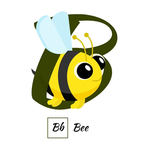 Alphabet animal anglais lettre B en style vectoriel — Image vectorielle