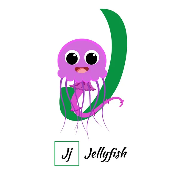 Engelse dierenalfabet letter J in vectorstijl — Stockvector