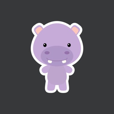 Şirin, komik bebek suaygırı çıkartması. Albüm, albüm, albüm, kart, poster ve davetiye tasarımı için Afrikalı sevimli hayvan karakteri. Düz çizgi film renkli vektör çizimi.