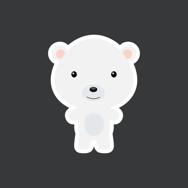Adesivo Simpatico Bambino Orso Polare Divertente Artico Adorabile Personaggio Animale — Vettoriale Stock
