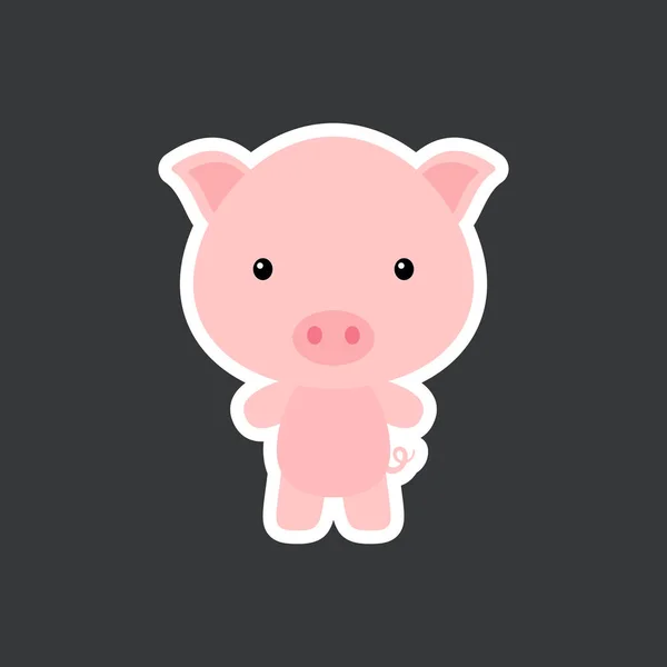 Cute Funny Baby Pig Sticker Woodland Adorable Animal Character Design — Stock Vector