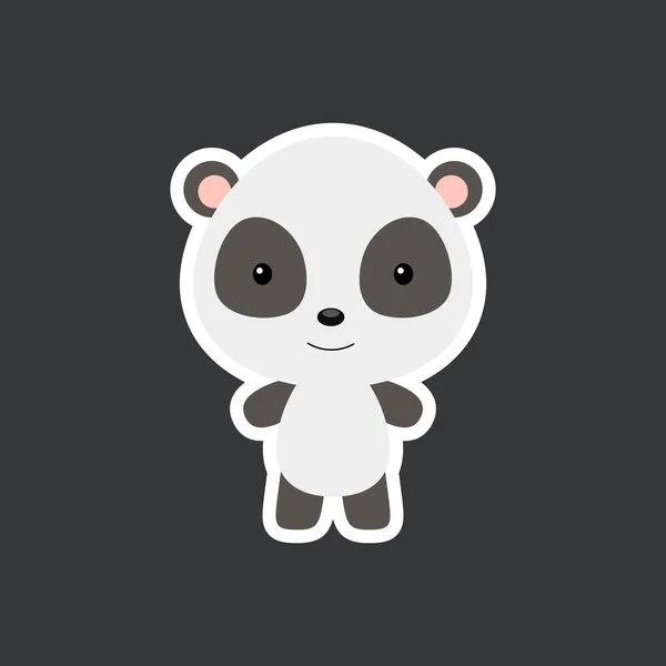 Lindo Bebé Divertido Panda Pegatina Personaje Animal Adorable Para Diseño — Vector de stock