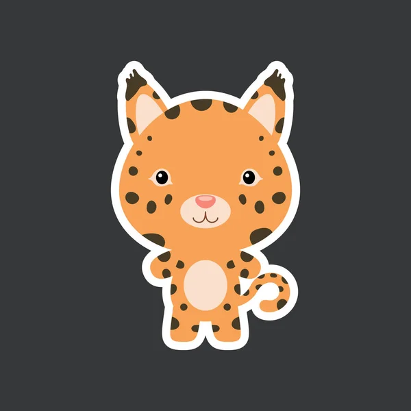 Sticker Bébé Lynx Drôle Mignon Caractère Animal Adorable Sauvage Pour — Image vectorielle