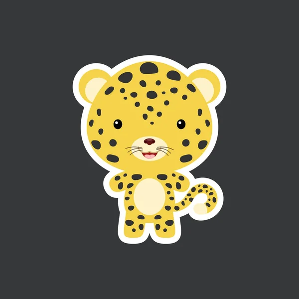 Mignon Autocollant Drôle Bébé Jaguar Jungle Adorable Personnage Animal Pour — Image vectorielle