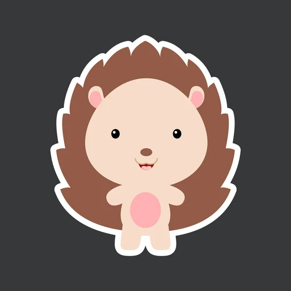 Cute Funny Baby Hedgehog Sticker Woodland Adorable Animal Character Design — Stock Vector