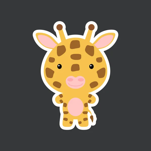 Jolie Petite Girafe Drôle Autocollant Caractère Animal Adorable Africain Pour — Image vectorielle