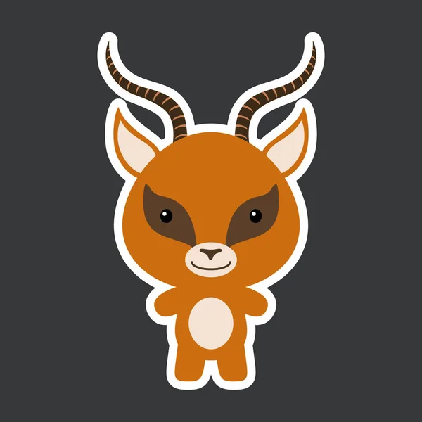 Roztomilá Legrační Malá Gazelle Nálepka Africký Rozkošný Zvířecí Charakter Pro — Stockový vektor