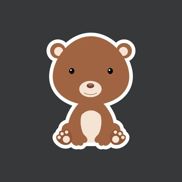Aufkleber Von Niedlichen Baby Bären Sitzend Entzückende Waldtier Figur Für — Stockvektor
