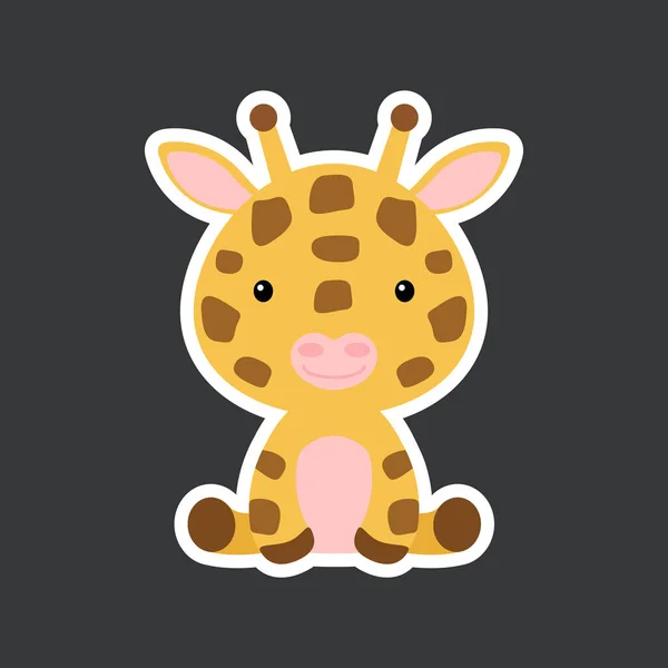 Sticker Bébé Girafe Mignon Assis Adorable Personnage Animal Safari Pour — Image vectorielle
