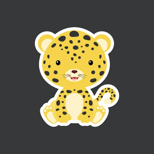 Sticker Bébé Jaguar Mignon Assis Adorable Personnage Animal Jungle Pour — Image vectorielle