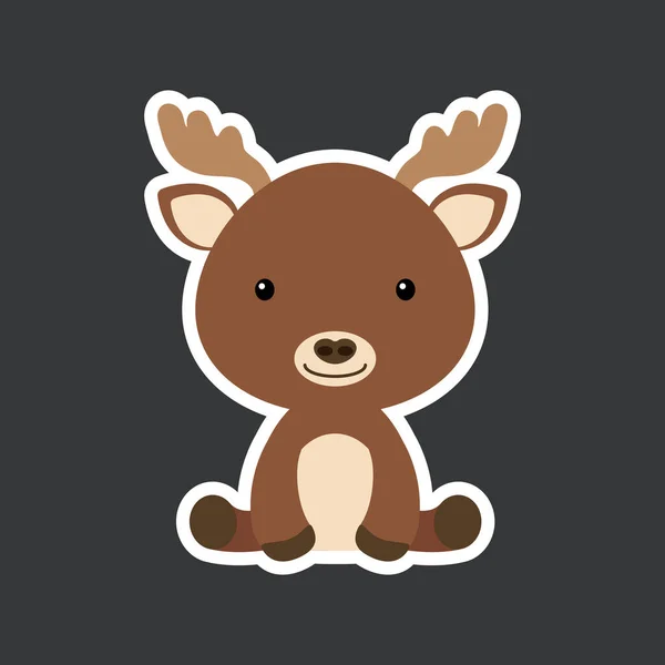 Pegatina Bebé Lindo Alce Sentado Adorable Personaje Animales Del Bosque — Vector de stock