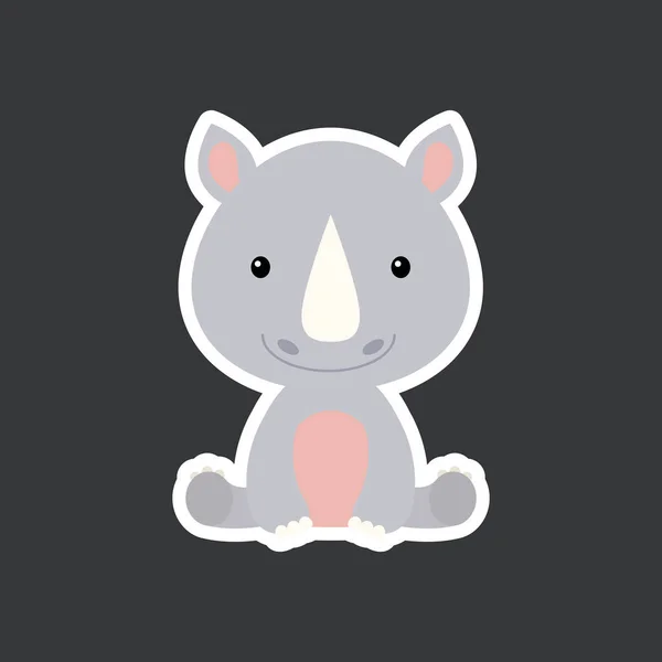 Sticker Bébé Rhinocéros Mignon Assis Adorable Personnage Animal Safari Pour — Image vectorielle