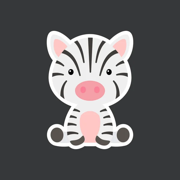 Pegatina Cebra Bebé Lindo Sentado Personaje Animal Safari Adorable Para — Vector de stock