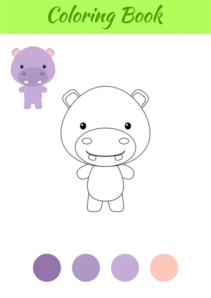 Dibujo Para Colorear Feliz Pequeño Hipopótamo Bebé Libro Para Colorear — Vector de stock