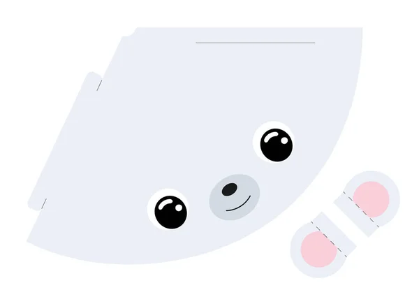 Tapa Maqueta Imprimible Oso Polar Plantilla Cono Festivo Para Cumpleaños — Vector de stock