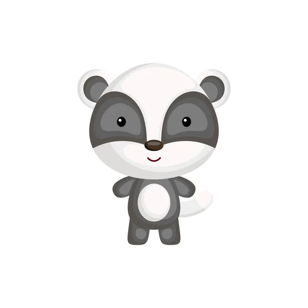 Cute Funny Baby Badger Isolated White Background Adorable Animal Character — Stock Vector