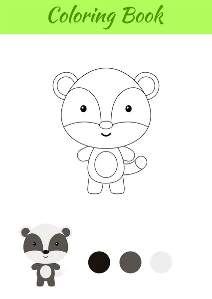 Coloring Page Happy Little Baby Badger Printable Coloring Book Kids — Stock Vector