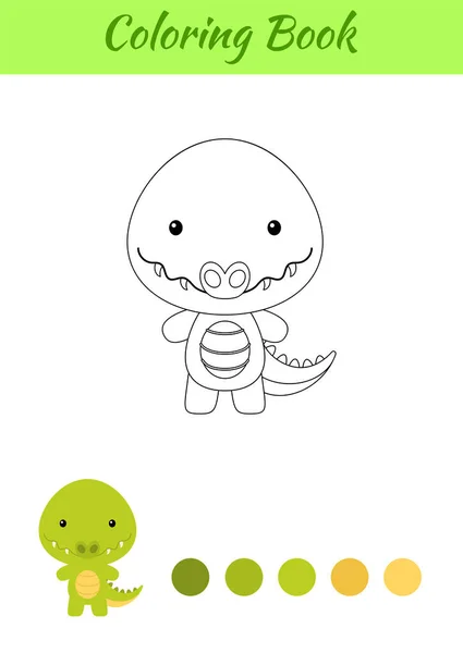 Disegno Colorare Felice Baby Crocdile Libro Colorare Stampabile Bambini Attività — Vettoriale Stock
