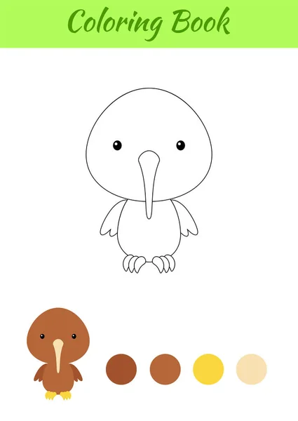 Disegno Colorare Felice Uccellino Kiwi Bambino Libro Colorare Stampabile Bambini — Vettoriale Stock