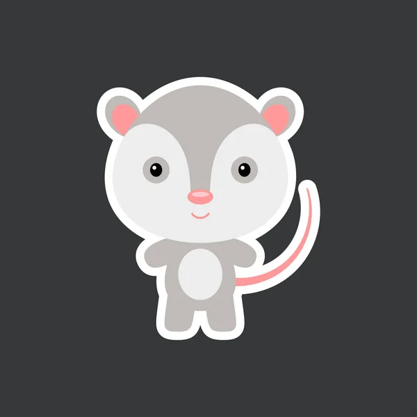 Adhesivo Divertido Lindo Bebé Zarigüeya Personaje Animal Adorable Para Diseño — Vector de stock