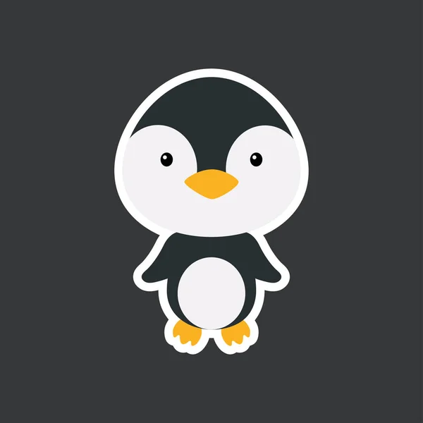 Милий Смішний Дитячий Пінгвін Наклейка Арктичний Чарівний Пташиний Персонаж Дизайну — стоковий вектор