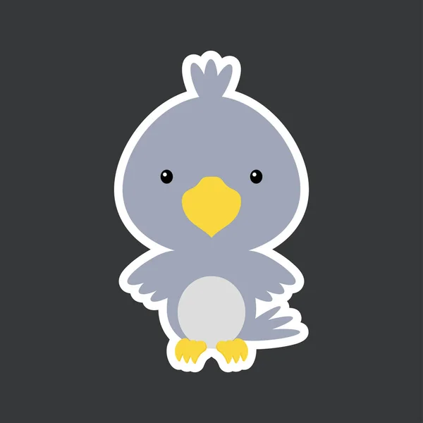 Niedliche Lustige Baby Rabe Aufkleber Entzückende Vogelfigur Für Die Gestaltung — Stockvektor