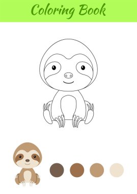 Oturan bebek tembelin boyama sayfası. Çocuklar için boyama kitabı. Anaokulu yılları için eğitici aktiviteler çocuklar ve şirin hayvanlı bebekler. Düz çizgi film renkli vektör stok çizimi.