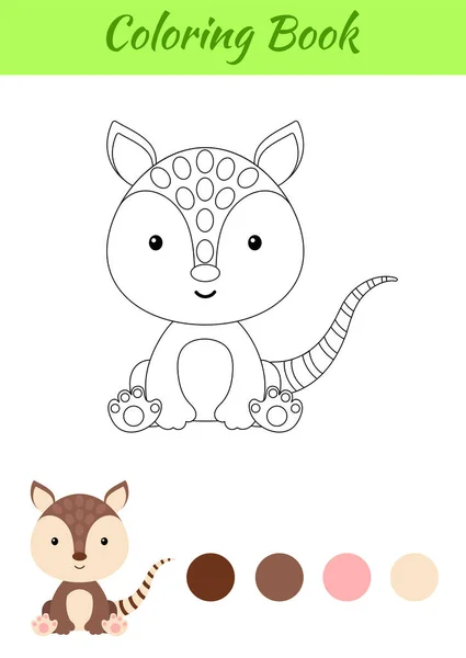 Dibujo Para Colorear Pequeño Armadillo Bebé Sentado Libro Para Colorear — Vector de stock