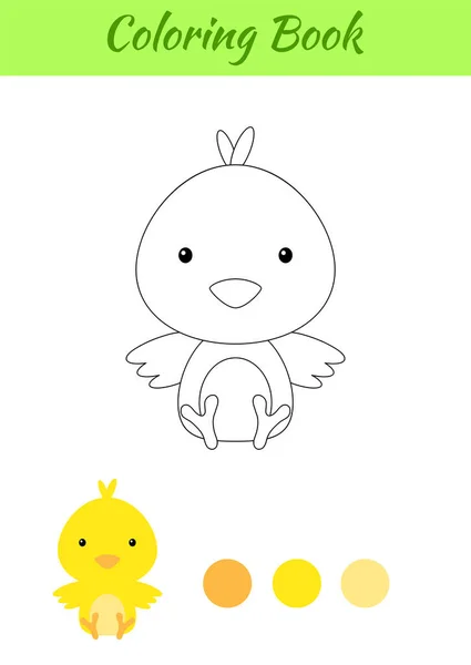 Dibujo Para Colorear Pequeño Pollo Bebé Sentado Libro Para Colorear — Vector de stock
