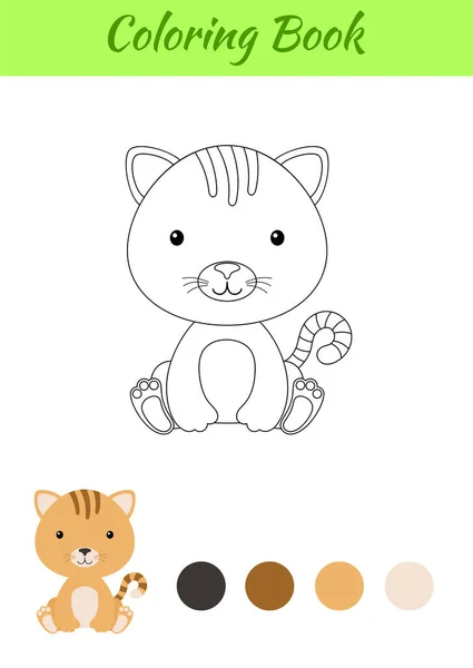 Coloring Page Little Sitting Baby Cat Coloring Book Kids Educational — Stock Vector