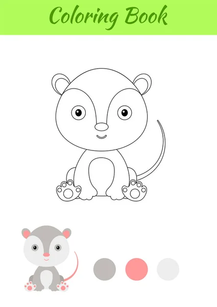 Dibujo Para Colorear Pequeño Bebé Sentado Zarigüeya Libro Para Colorear — Vector de stock