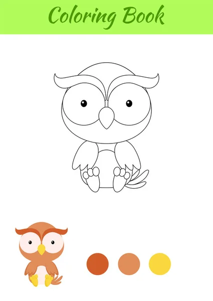 Dibujo Para Colorear Pequeño Búho Bebé Sentado Libro Para Colorear — Vector de stock