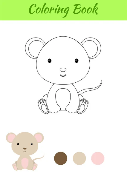 Coloring Page Little Sitting Baby Mouse Coloring Book Kids Educational — Stock Vector