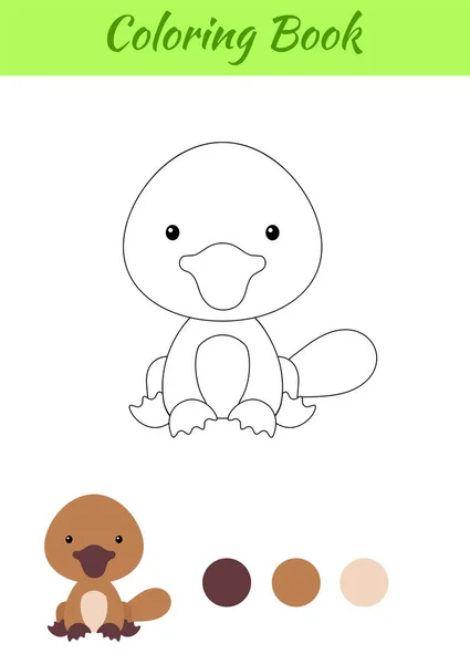 Dibujo Para Colorear Pequeño Bebé Sentado Ornitorrinco Libro Para Colorear — Vector de stock