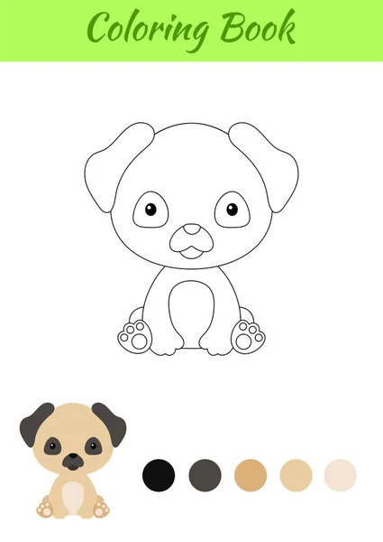 Dibujo Para Colorear Pequeño Perro Bebé Sentado Libro Para Colorear — Vector de stock