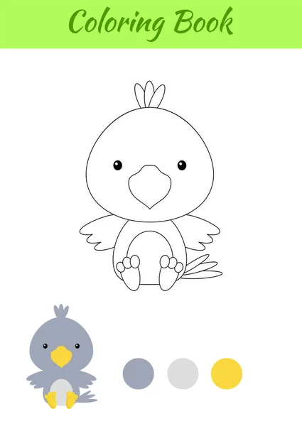 Dibujo Para Colorear Pequeño Cuervo Bebé Sentado Libro Para Colorear — Vector de stock
