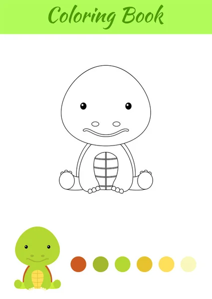 Dibujo Para Colorear Pequeña Tortuga Bebé Sentada Libro Para Colorear — Vector de stock