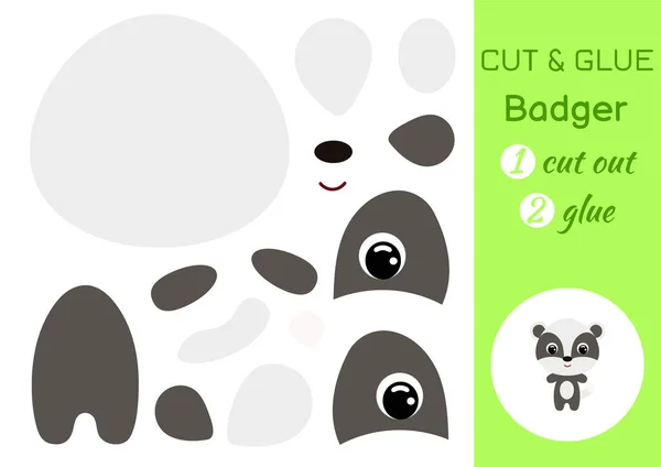 Cut Glue Baby Badger Pendidikan Mengembangkan Lembar Kerja Warna Kertas - Stok Vektor