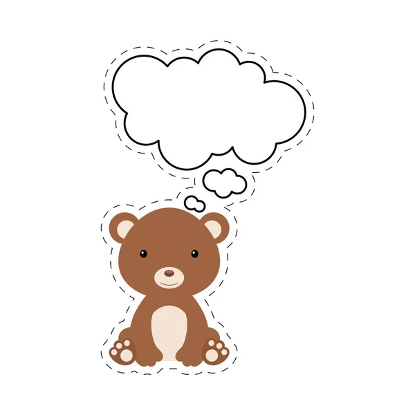 Urso Desenho Animado Bonito Com Adesivo Bolha Fala Personagem Kawaii —  Vetores de Stock