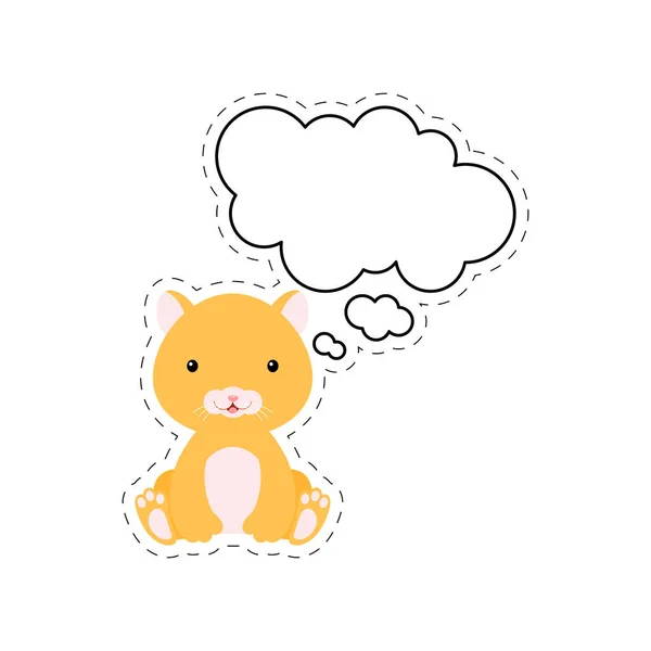 Cute Cartoon Hamster Speech Bubble Sticker Kawaii Character White Background — Stock Vector