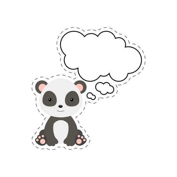 Niedlicher Cartoon Panda Mit Sprechblasenaufkleber Kawaii Zeichen Auf Weißem Hintergrund — Stockvektor