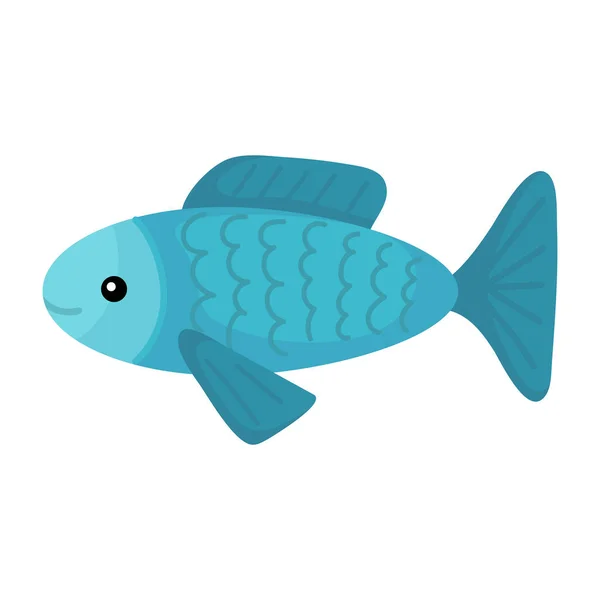 Cute Lucu Cetak Ikan Pada Latar Belakang Putih Ocean Karakter - Stok Vektor